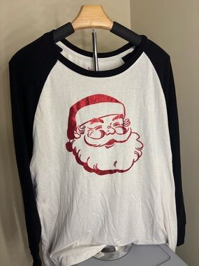 State of Mind Long-Sleeve Raglan Tee - Black, White & Red Santa